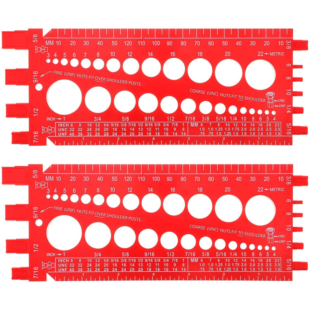 2 Pieces Nut Bolt Thread Gauge Screw Nut Size Thread Metric Checker Inch Plastic