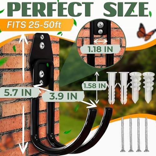 Hose Hook Wall Mount - Rust-Resistant, Scratch Wall Mounted Garden Hose Hanger