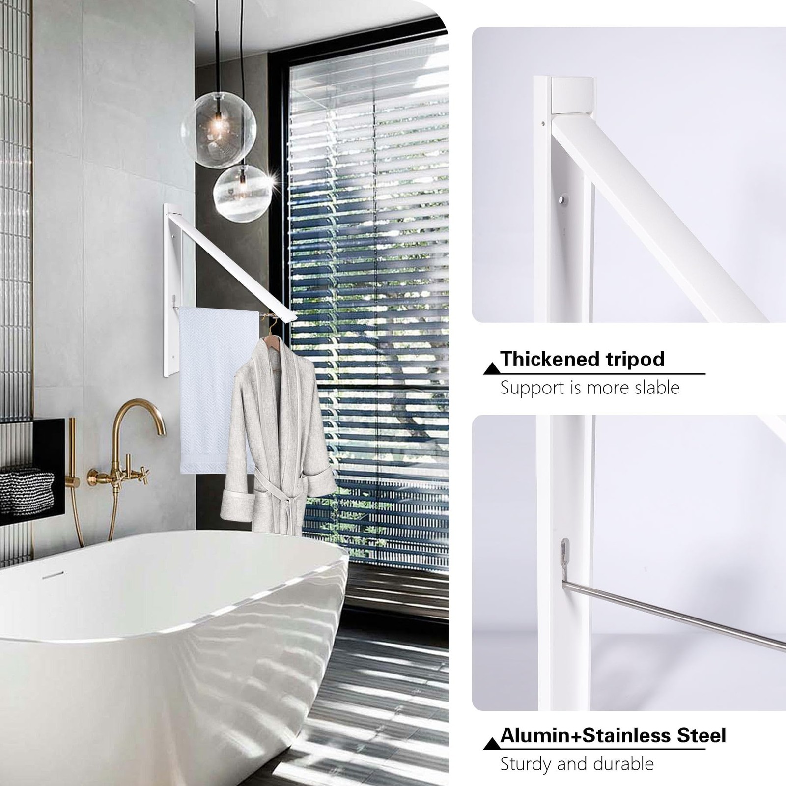 Ithywat Retractable Clothes Drying Rack，Space 0.4*1.57*14.37inches, White