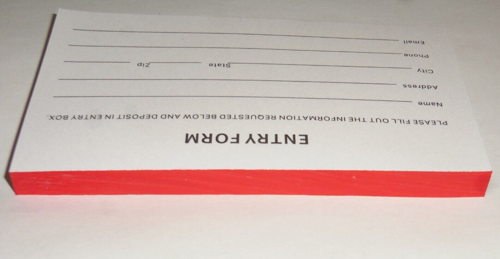 Contest Entry Forms 100 Forms Per Pad Blank Sheets 5in wide 3in tall