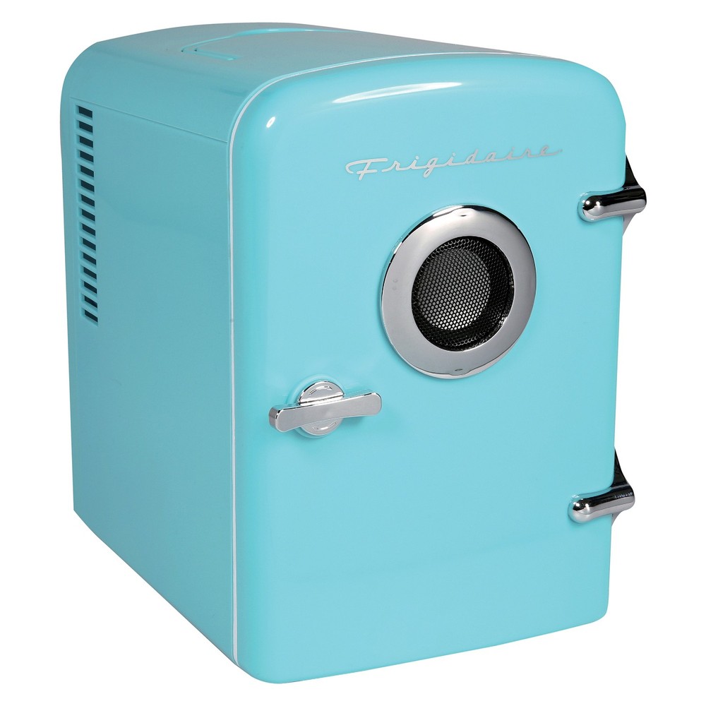 6-Can Retro Portable Beverage Refrigerator, Bluetooth Speaker