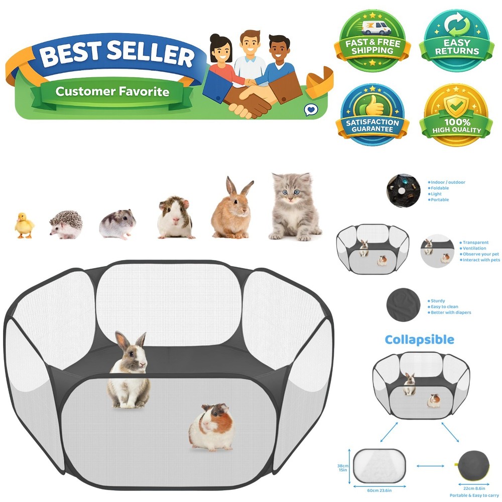 Lightweight Collapsible Play Yard for Guinea Pigs & Rabbits – Indoor/Outdoor Use