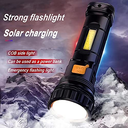 Solar/Rechargeable Multi Function 1000 Lumens LED Flashlight, with 1PCS Black
