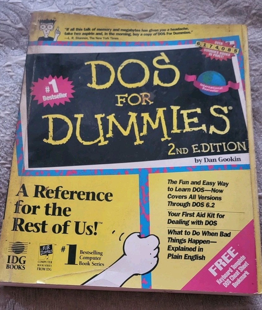 DOS for Dummies 2nd Edition Computer Book Reference Guide Dan Gookin