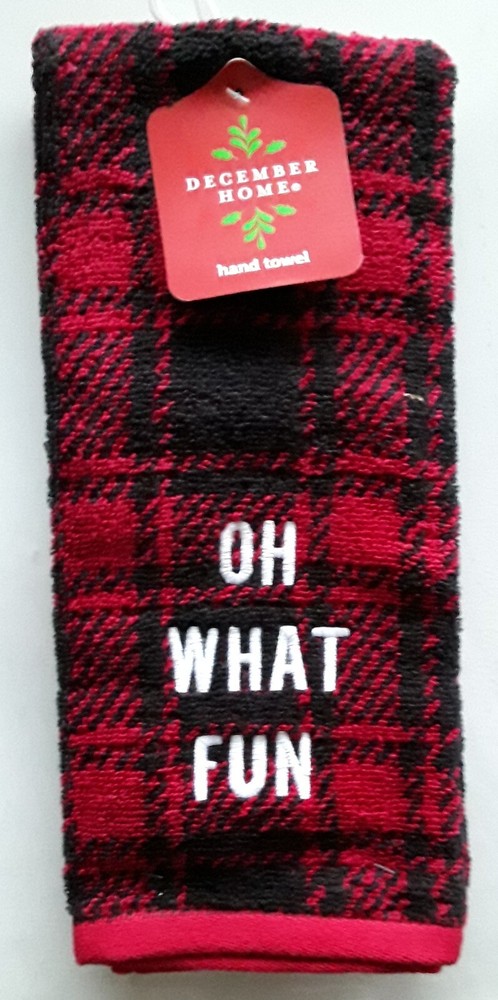 December Home Hand Towel “Oh What Fun”  - Flannel Pattern