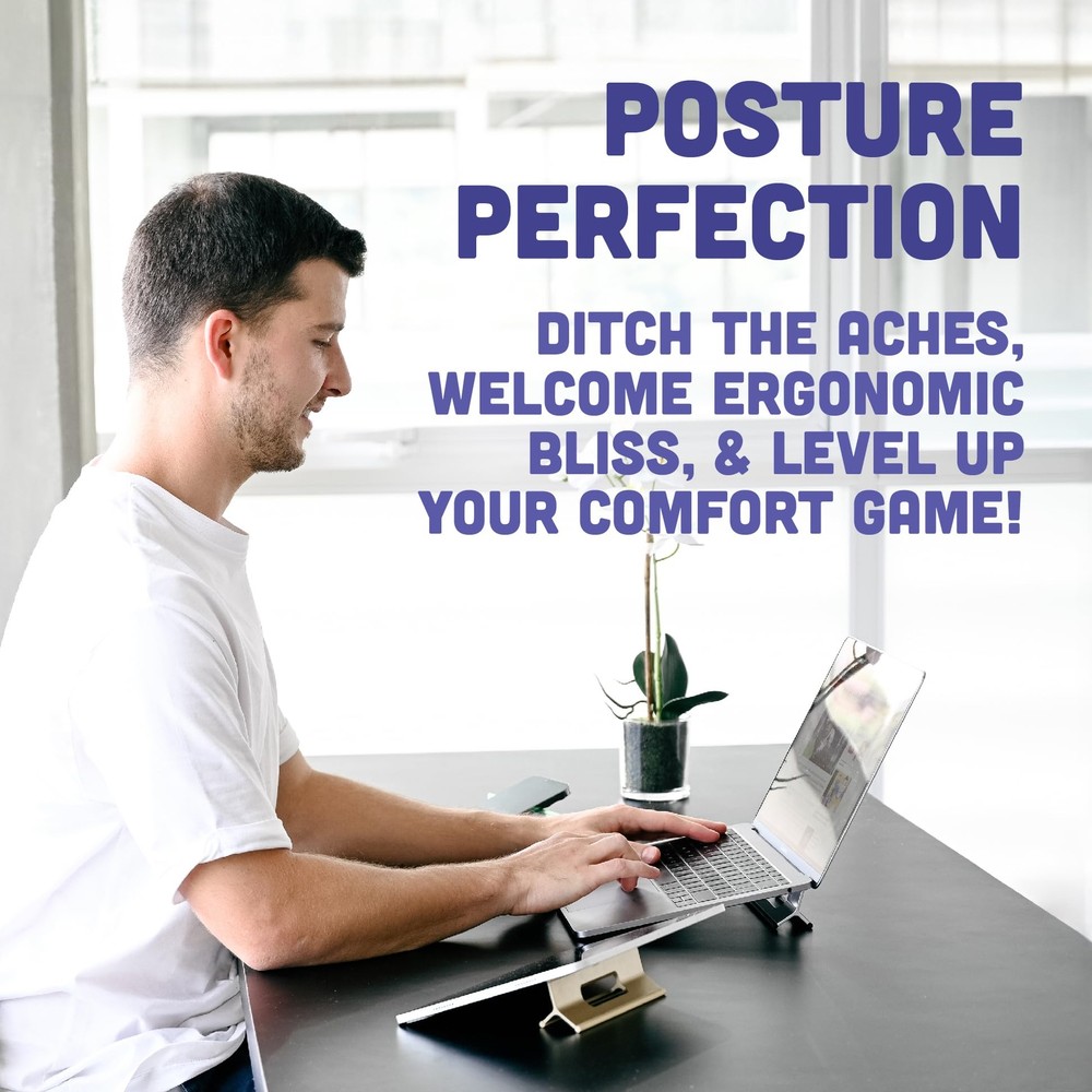 Low Profile Laptop Stand – 3 Heights Computer Stand – Plastic Laptop Riser – ...