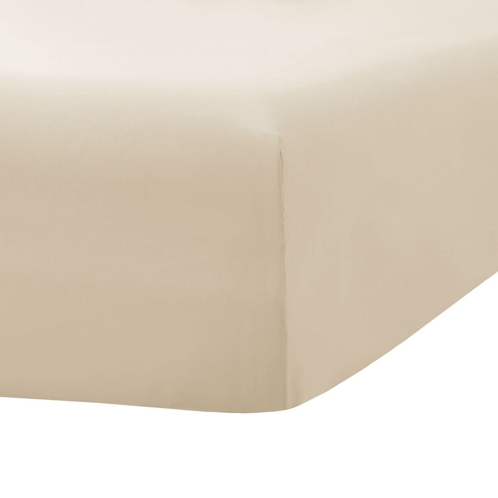 Beige Full Fitted Sheet-Soft Microfiber Bottom Sheet for Bed-Deep Pocket up t...