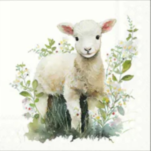 4 pcs Napkin for decoupage lamb