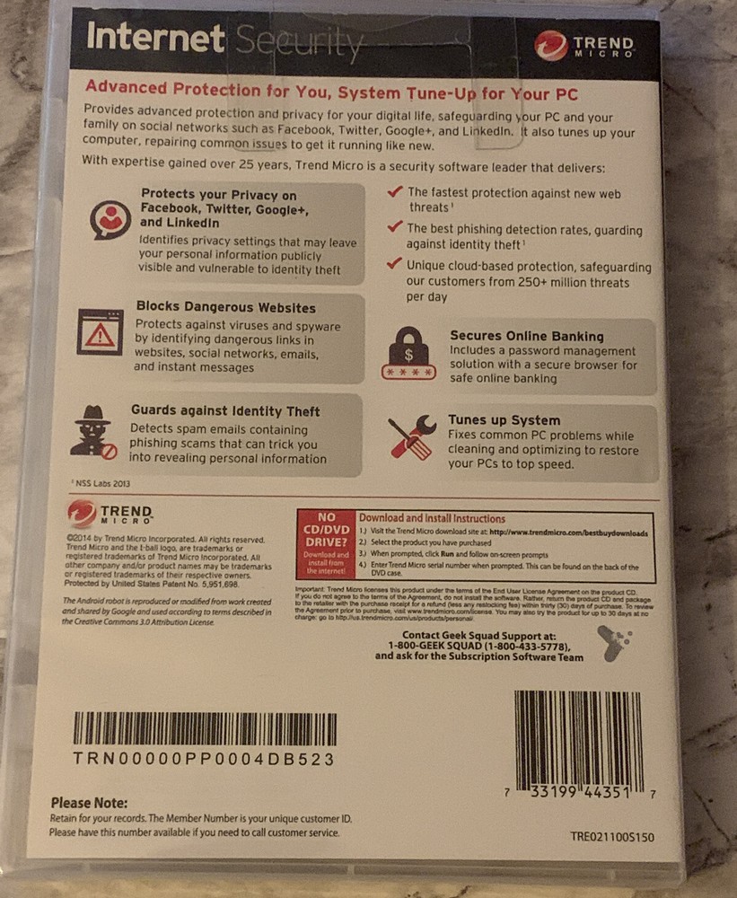 Trend Micro Internet Security (Windows 8/Mac/And/iOS, 3 Devices Protected) NEW