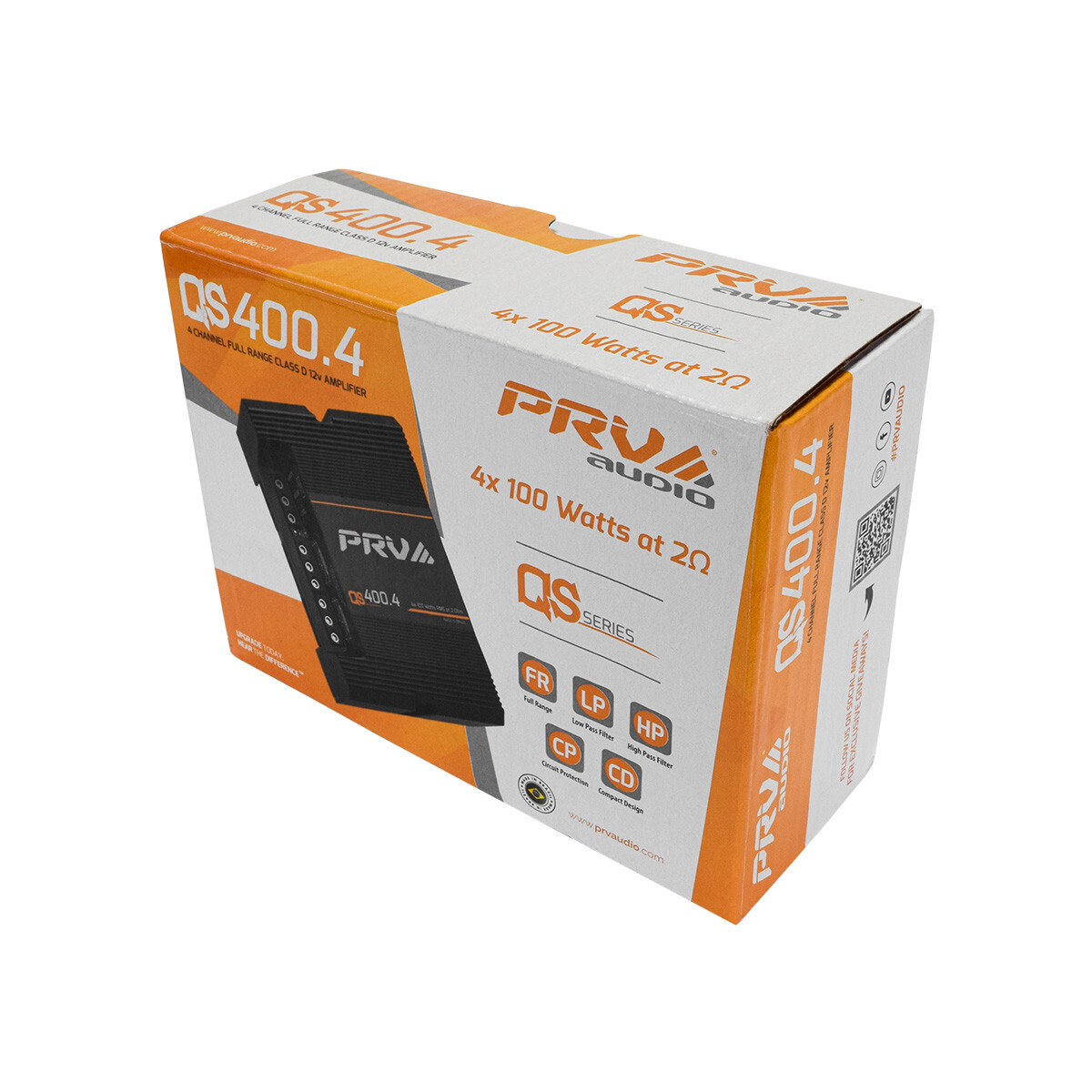 PRV Audio QS400.4 2Ohm Compact 4 Channel Digital Class D Full Range Car Amp 400W