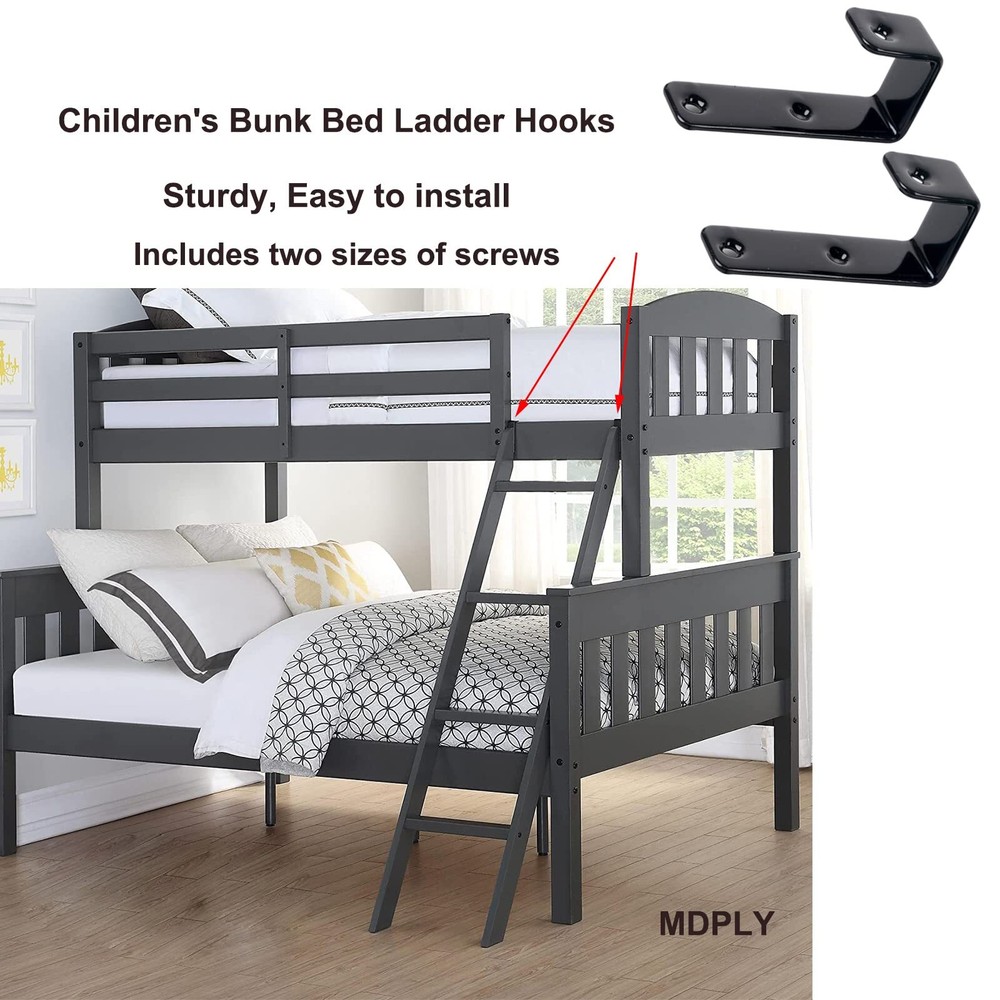 2 Pack Bunk Bed Ladder Hooks Inside Width 1" PVC Coated Metal Bunk Bed Brackets