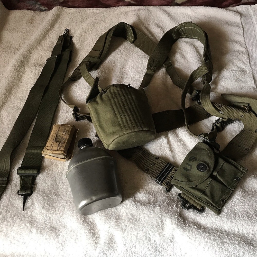 WWII US Army Combat Gear Field Equipment Suspenders Canteen