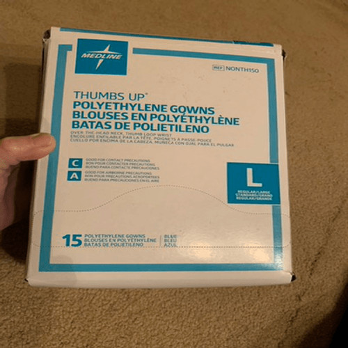 Medline Size Large Polyethylene Gowns 15 Pack *New*