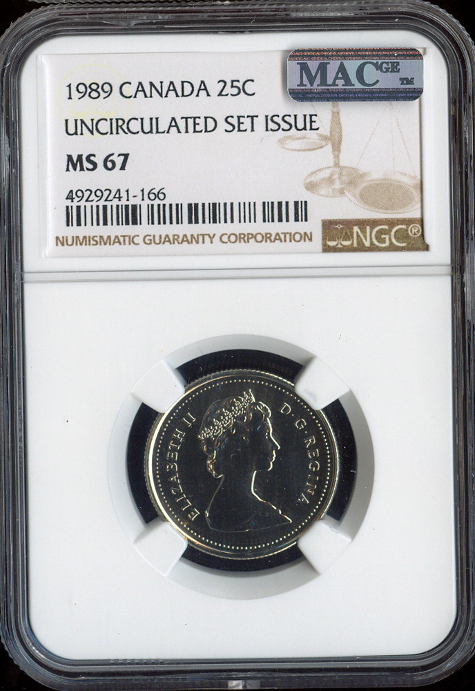 1989 Canada 25 Cents 25C MS67 MAC Quality