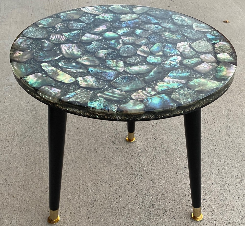 MCM Custom Handmade Large Abalone Shell Side Table Stunning Rare