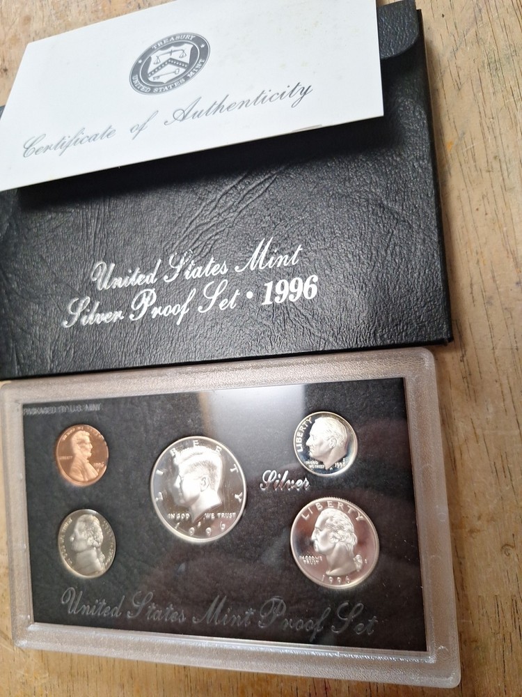 3 US Silver proof sets - 1994, 1995, 1996 w/ Box COA