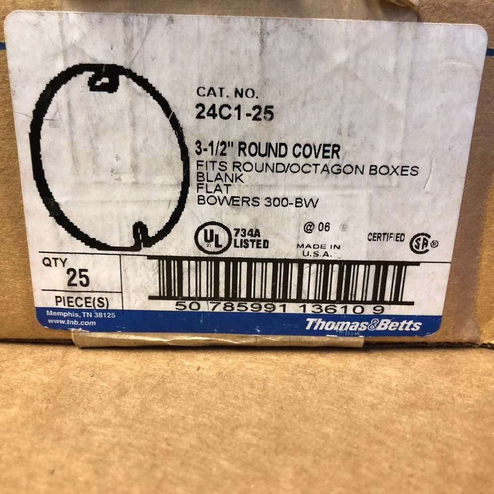 (2) Thomas & Betts 24C1-25 3.5  Round Cover Blank Flat