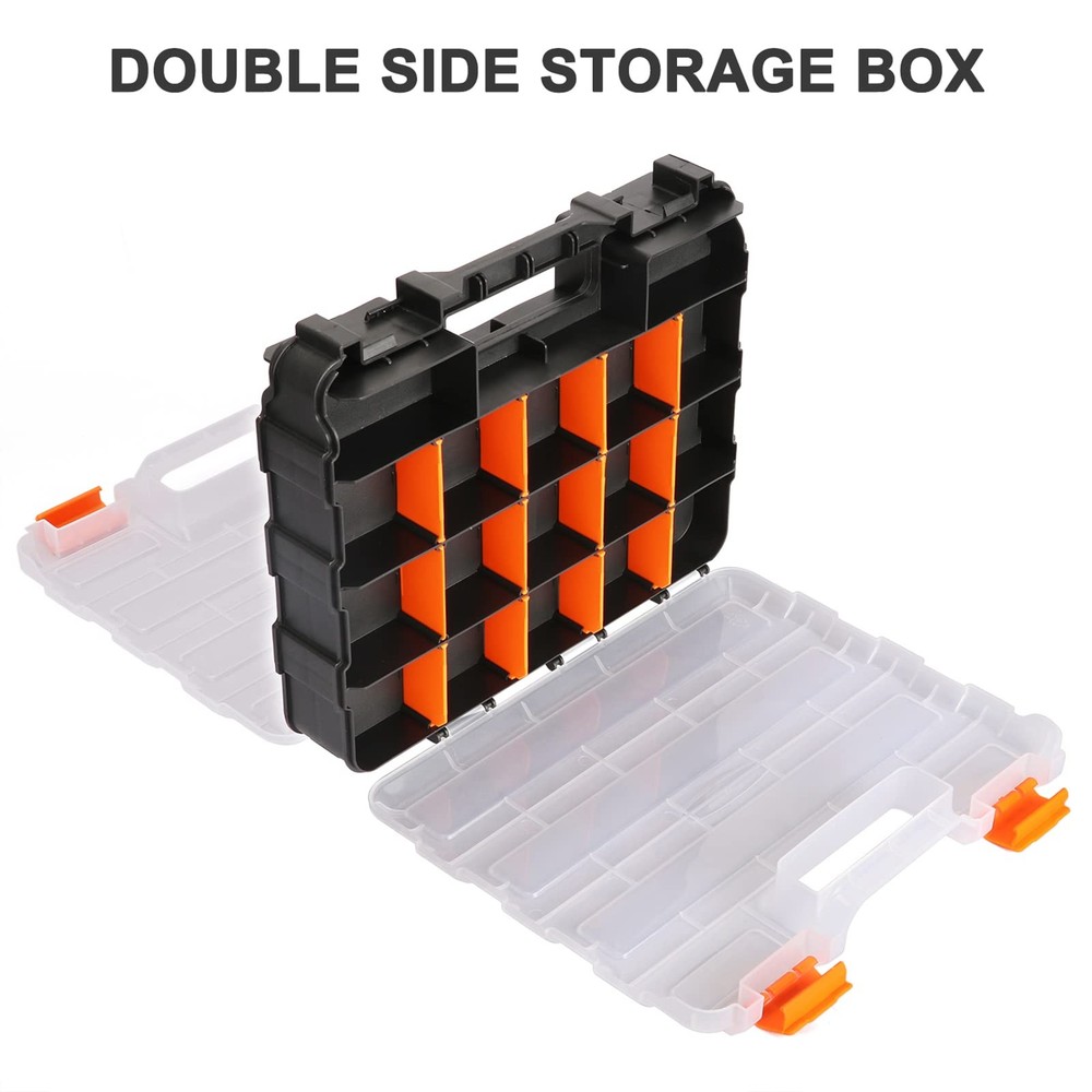 Double Side Tools Organizer 34 Compartment Plastic Dividers 2 Pack