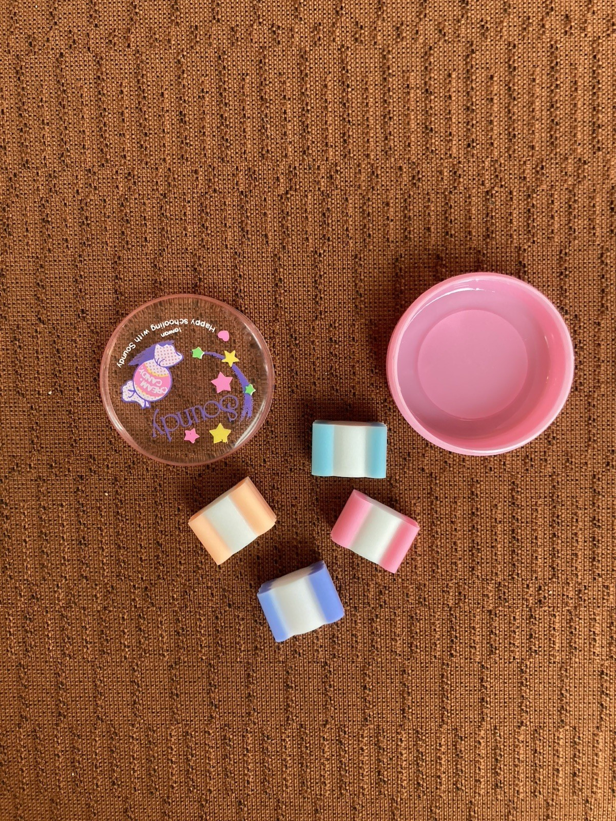 Vintage Soundy Cream Candy Erasers Made in Taiwan Happy Schooling with Soundy