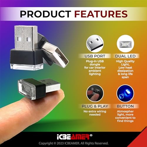 ICBEAMER USB Type-A LED Night Light 1-Pack () | Plug-in TYPE-A (Standard) Blue