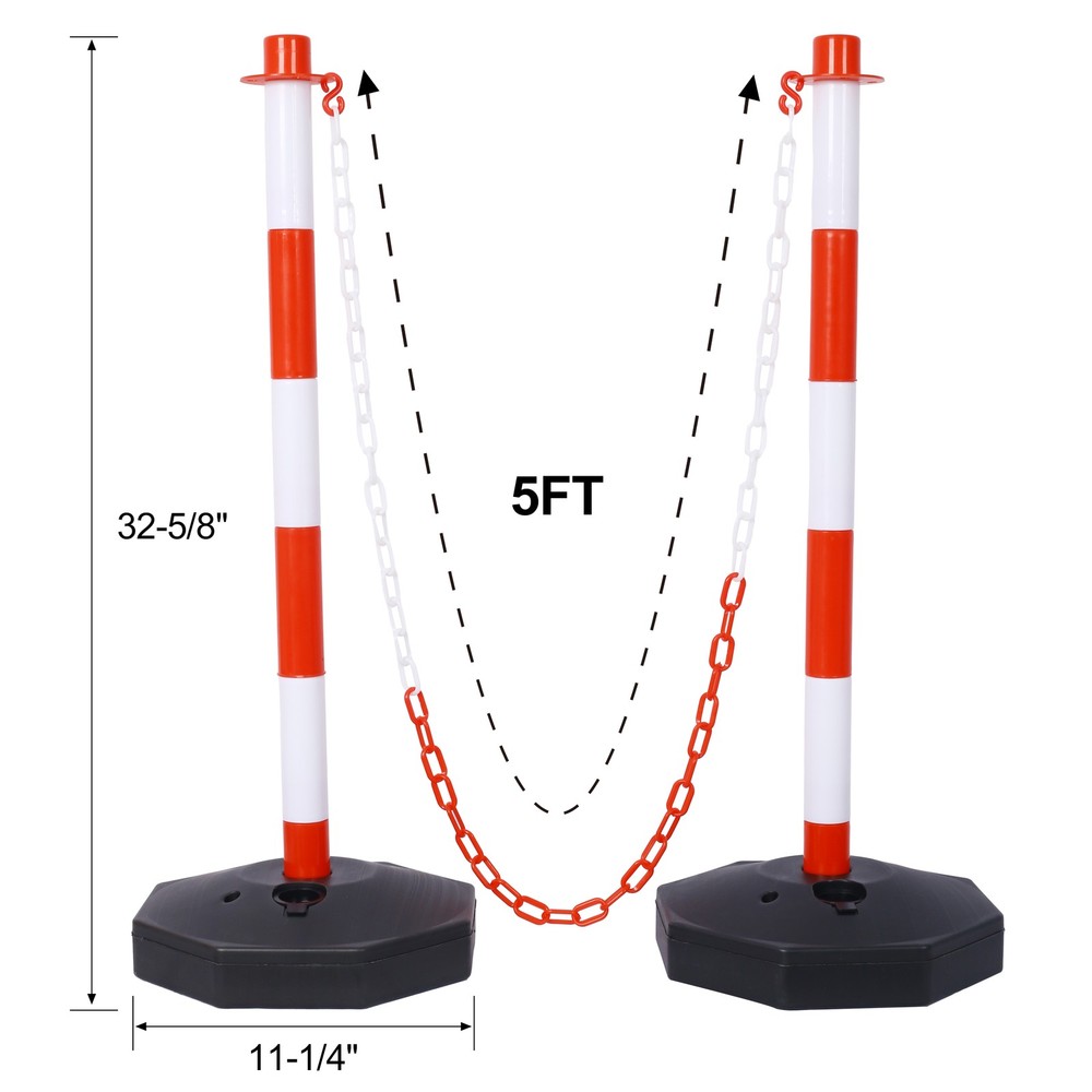6 Pack Traffic Delineator Post Cones with Weighted Base & Reflective Collars