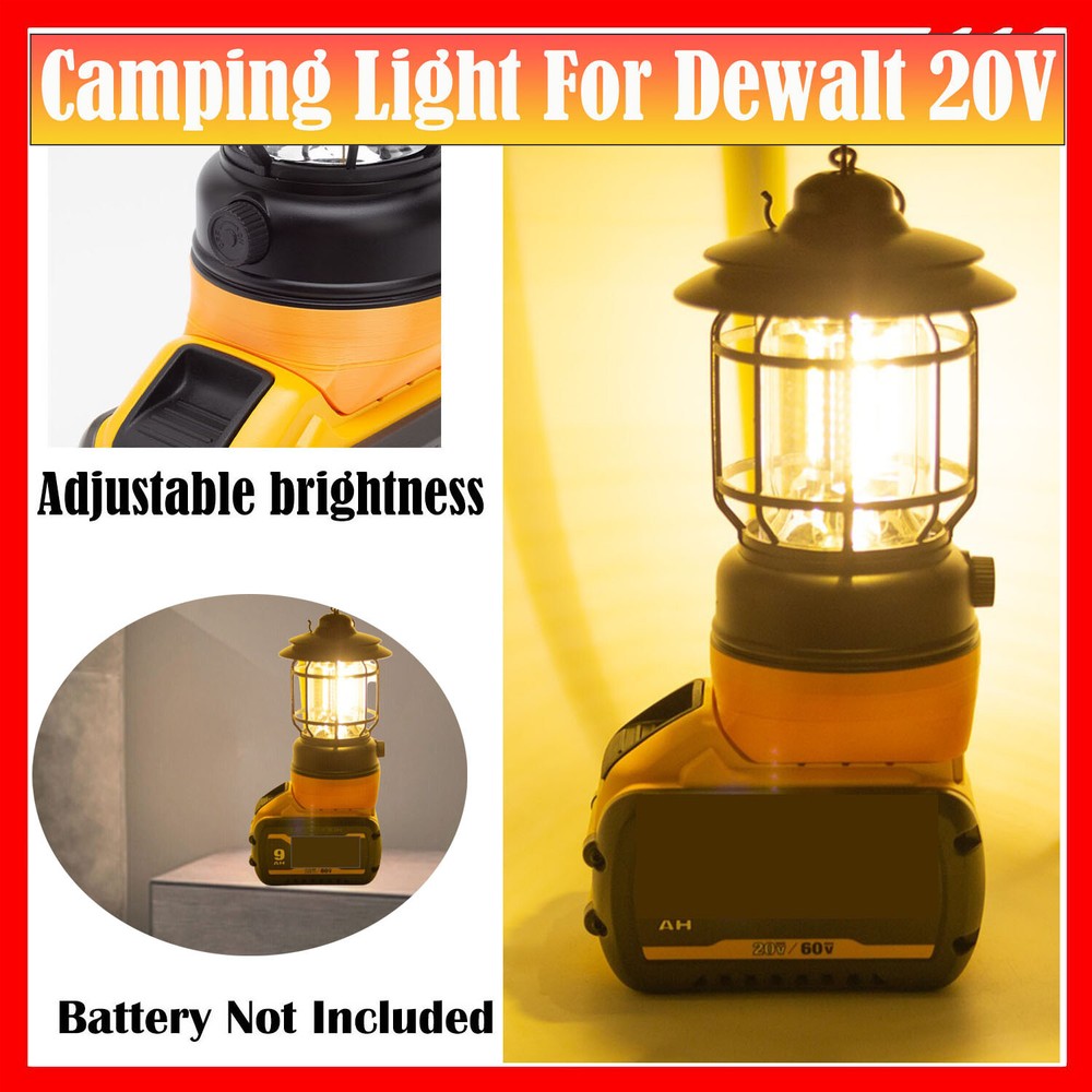LED Lantern For Dewalt 18V 20V Lithium-ion Battery Hanging Work Light Camping US