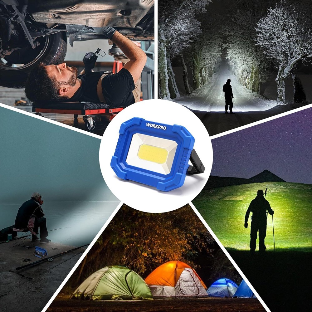 WORKPRO 2 Pack LED Work Light Rechargeable Magnetic Work Lights 4 Modes 2000LM