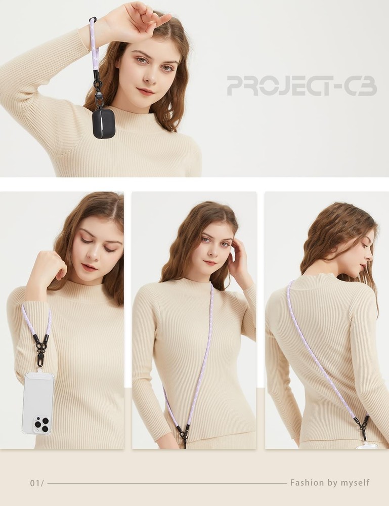 project-cb Phone Wrist Strap×1,Phone Tether Tab×2,Phone 30cm, Black