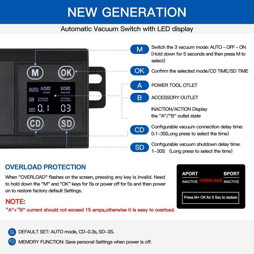 Automatic Vacuum Switch For Power Tools Dust Control Auto Switch To Turn Vacuum/