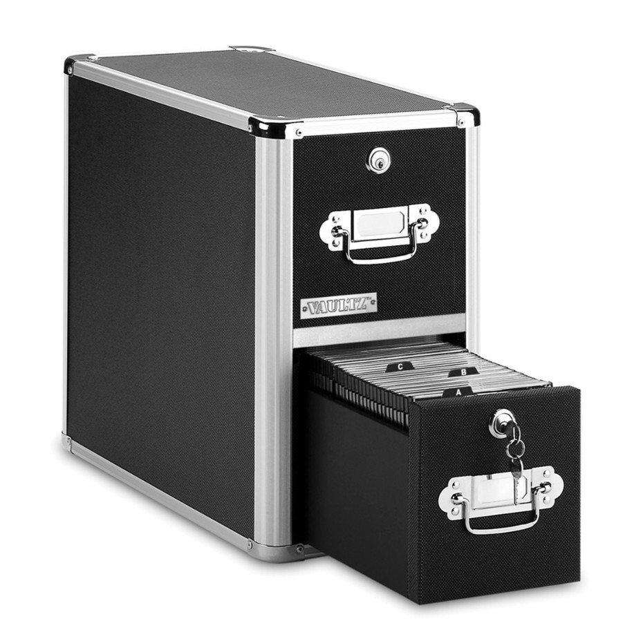 Vaultz VZ01094 CD File Cabinet – 2 Drawer Locking Storage (Black)