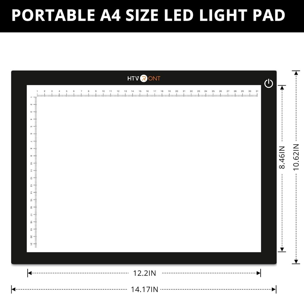 A4 Ultra-Thin LED Light Pad with Adjustable Brightness for Drawing and Tracing
