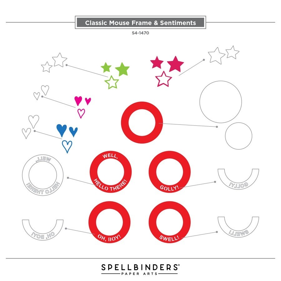 Spellbinders Die S4-1470 Classic Mouse Frame Sentiments (Simple Stories)