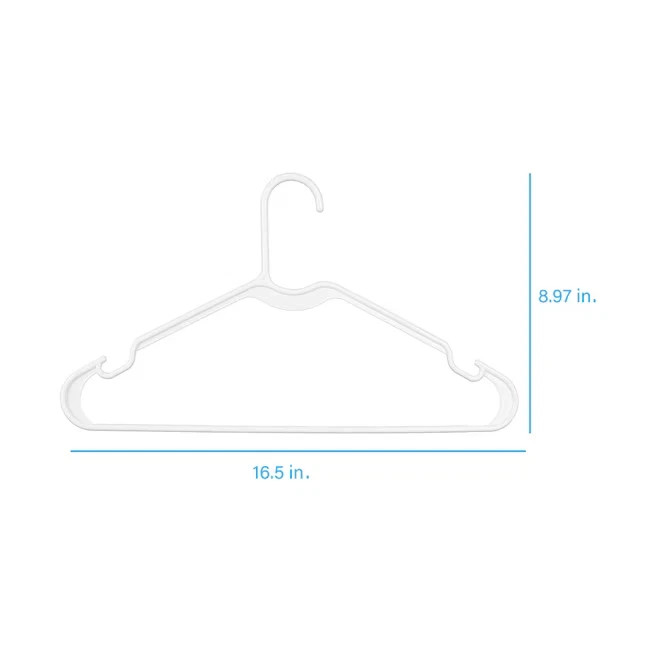 Heavy-Duty Non-Slip Plastic Clothes Hangers with Double Hooks White 10 Pack