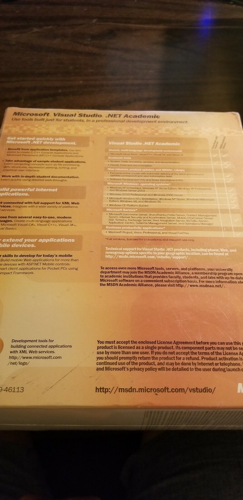 Microsoft Visual Studio Net Academic Version 2003 Nouveau