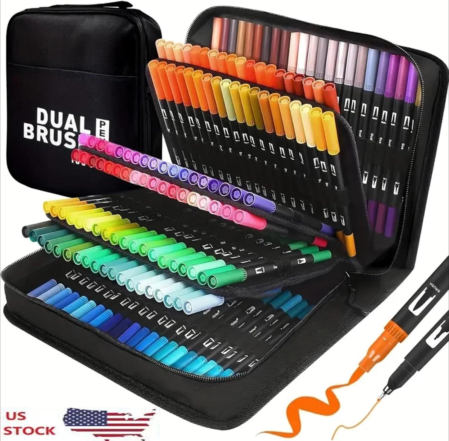 Dual Brush Marker Pens 168 Colors Art Markers Set Fine and Brush Tip Kids Gift