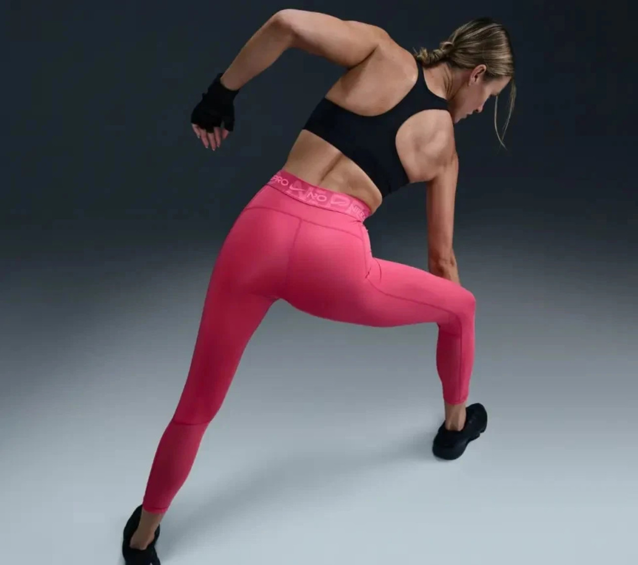 $65 NIKE PRO Women’s 7/8 Mid Rise Graphic Leggings-FV7397-Pink-Medium-New Tag