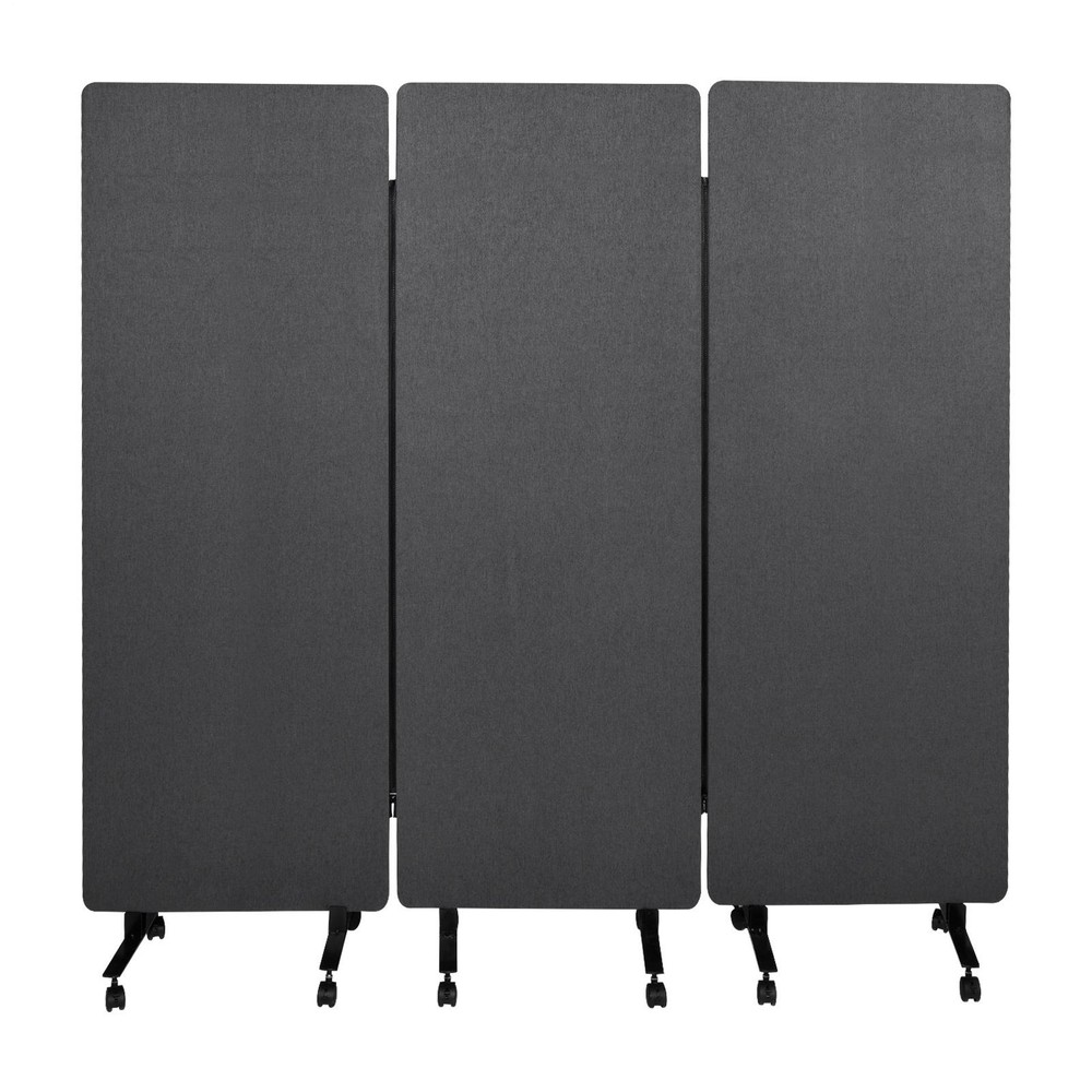 3-Panel Folding Room Divider 5.5FT Rolling Privacy Screen w/ Lockable Wheels