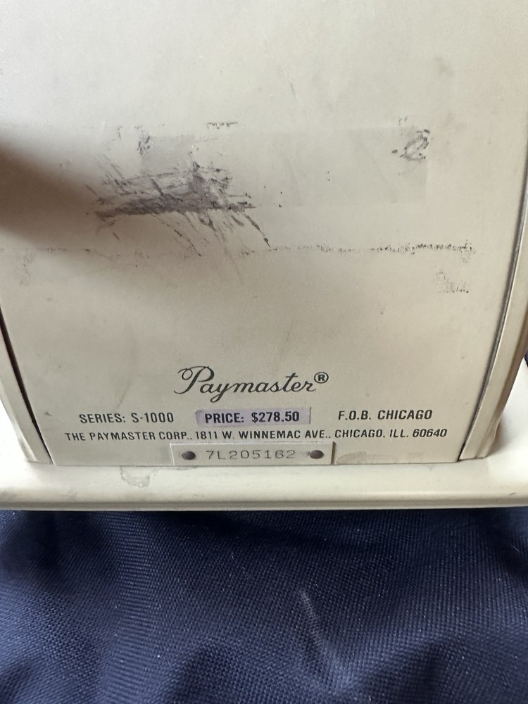 Paymaster Series S-1000 Check Writer with Key- Untested