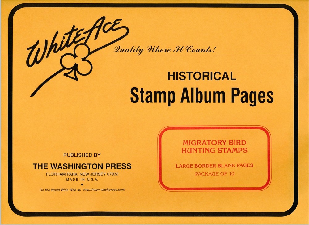 WHITE ACE US Migratory Bird / Duck LARGE BORDER Blank Pages - Package of 10