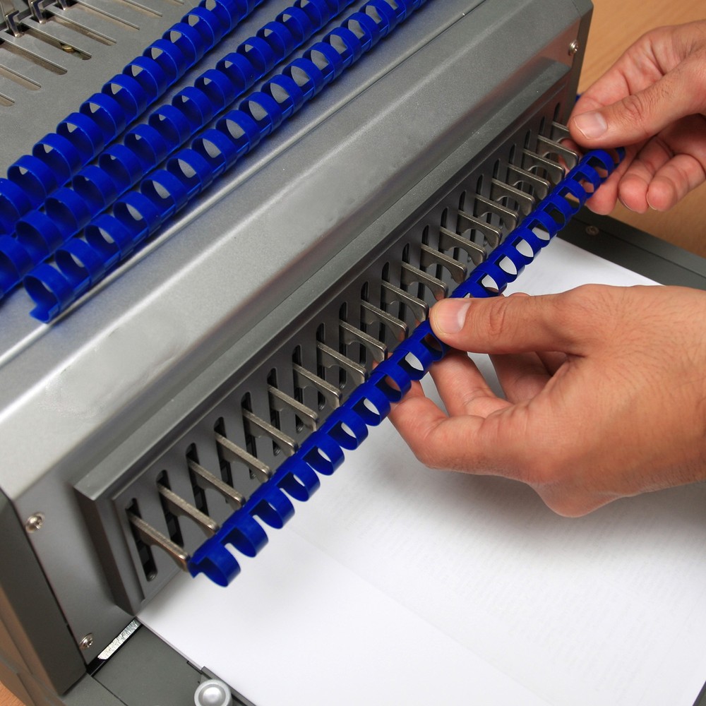 100Pcs 10mm (3/8") Plastic Binding Combs 60 Sheet Capacity 21 Rings, Blue