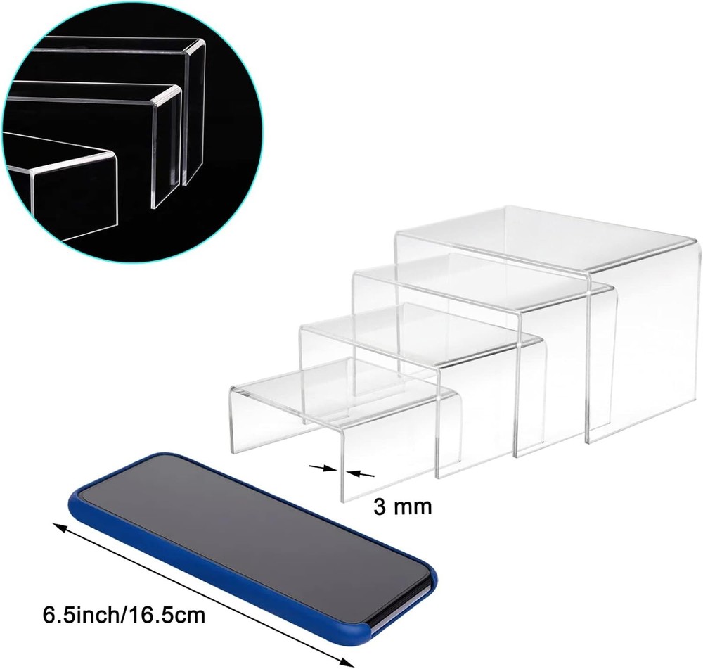 8-Piece Clear Acrylic Display Risers Set