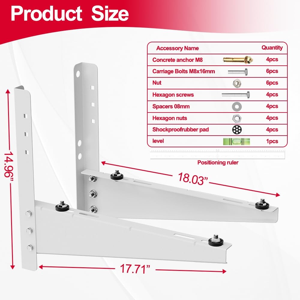 Ohmonlyhoo Outdoor Mini Split Wall Mounting Bracket, Heavy-Duty Wall Bracket ...