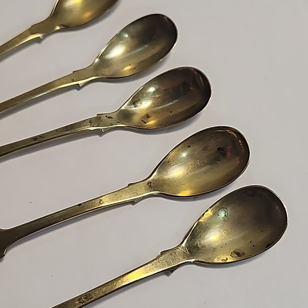6 Dessert Spoons Antique Plated Pseudo Hallmarks