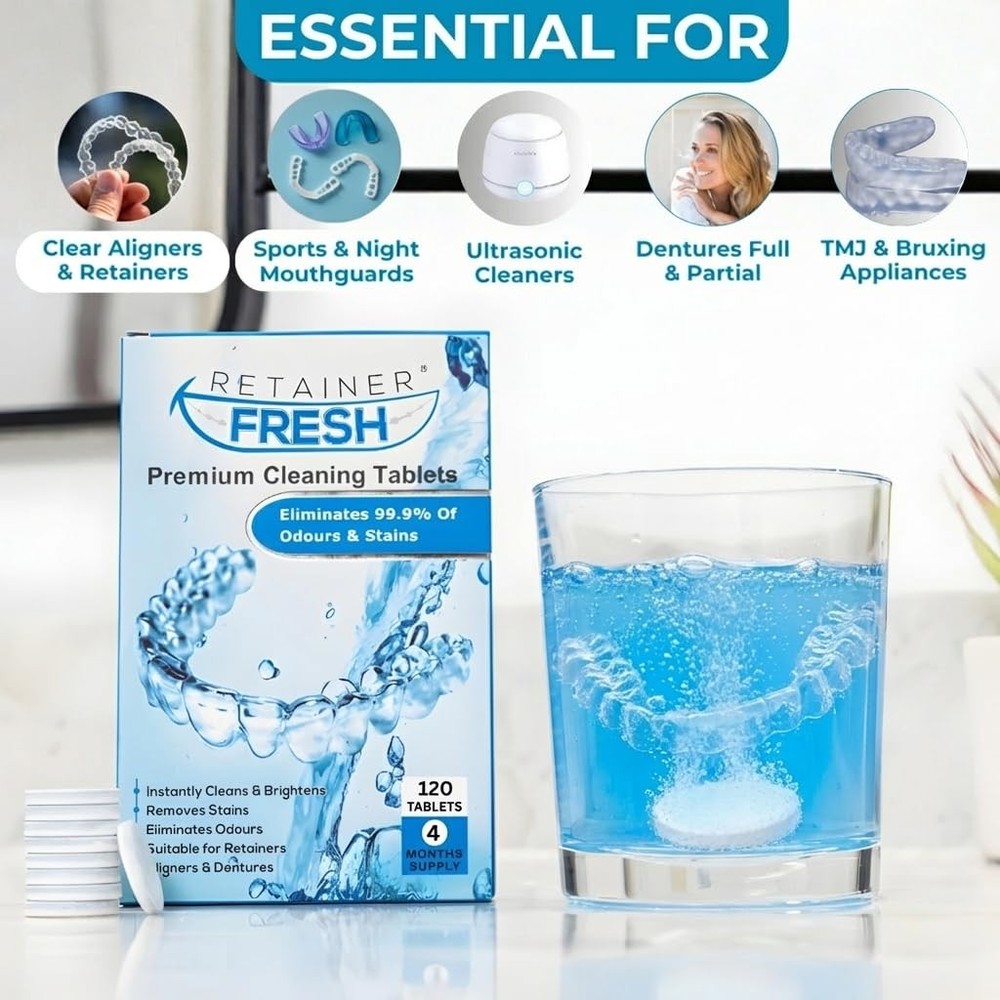 Retainer Fresh Cleaner Tablets - Denture Cleaner, 36 Tablets, White