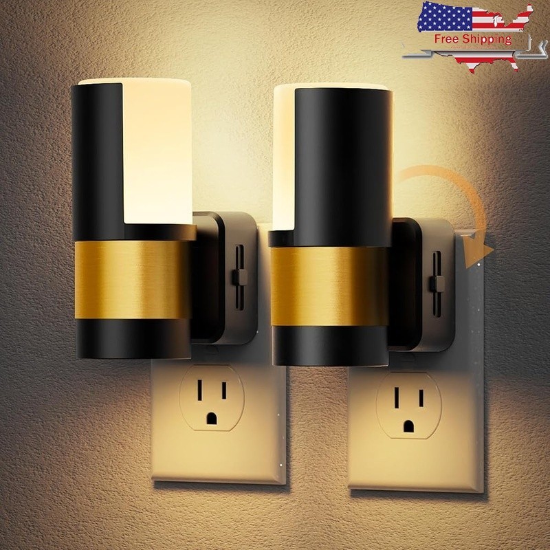 360° Rotating Night Light Adjustable Brightness Dusk to Dawn Sensor New