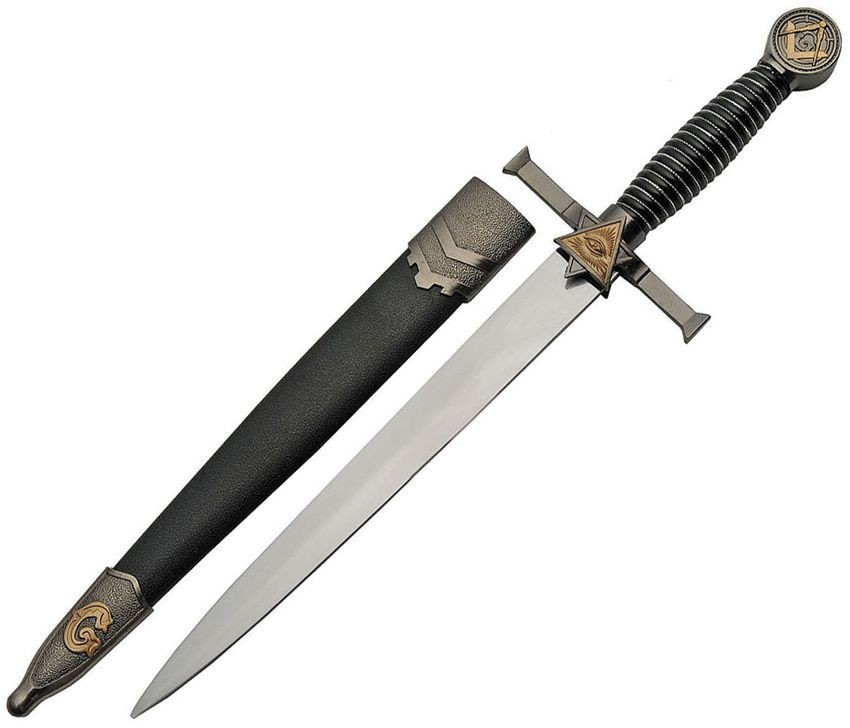 Classic Dagger Knife Masonic with Wire wrapped handle and Scabbard