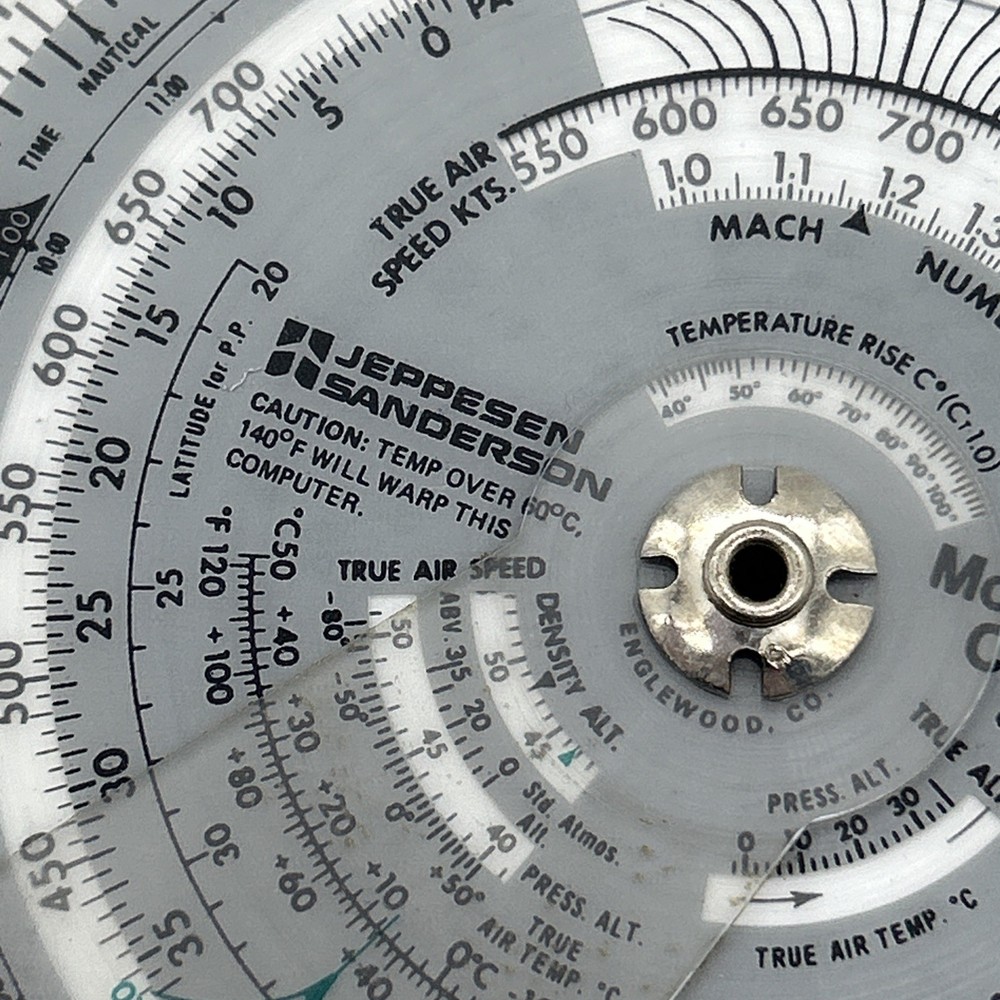 Jeppesen Flight Computer Model CR-2 Circular & Case 1955 Aviation Calculator