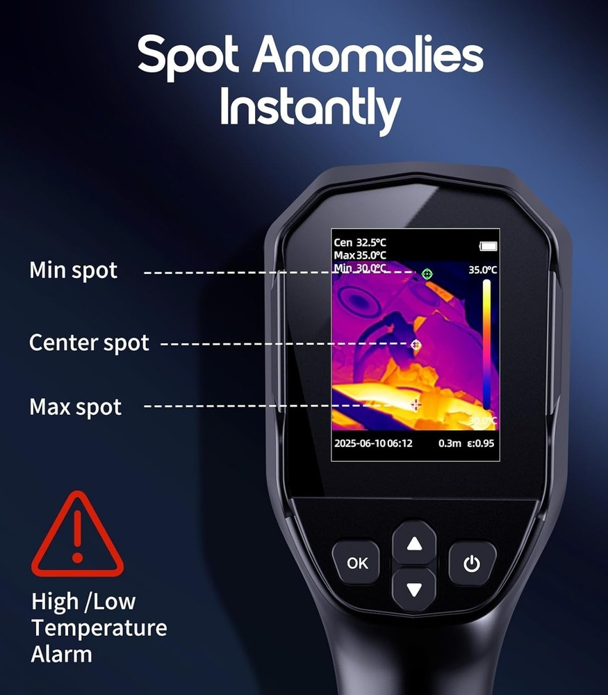 Handheld Thermal Camera with 240x240 Resolution & Temperature Alarm Function