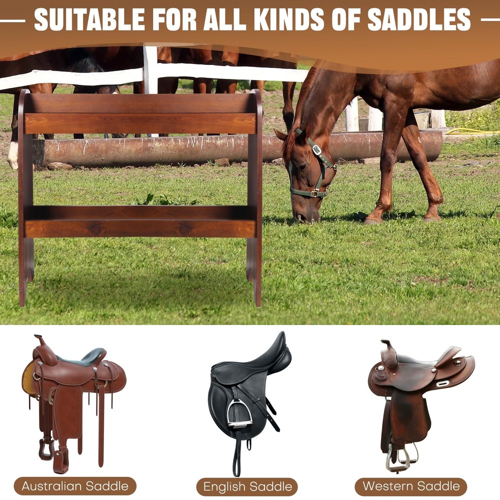 Janedream Solid Wood Saddle Rack, Horse for Western and Walnut