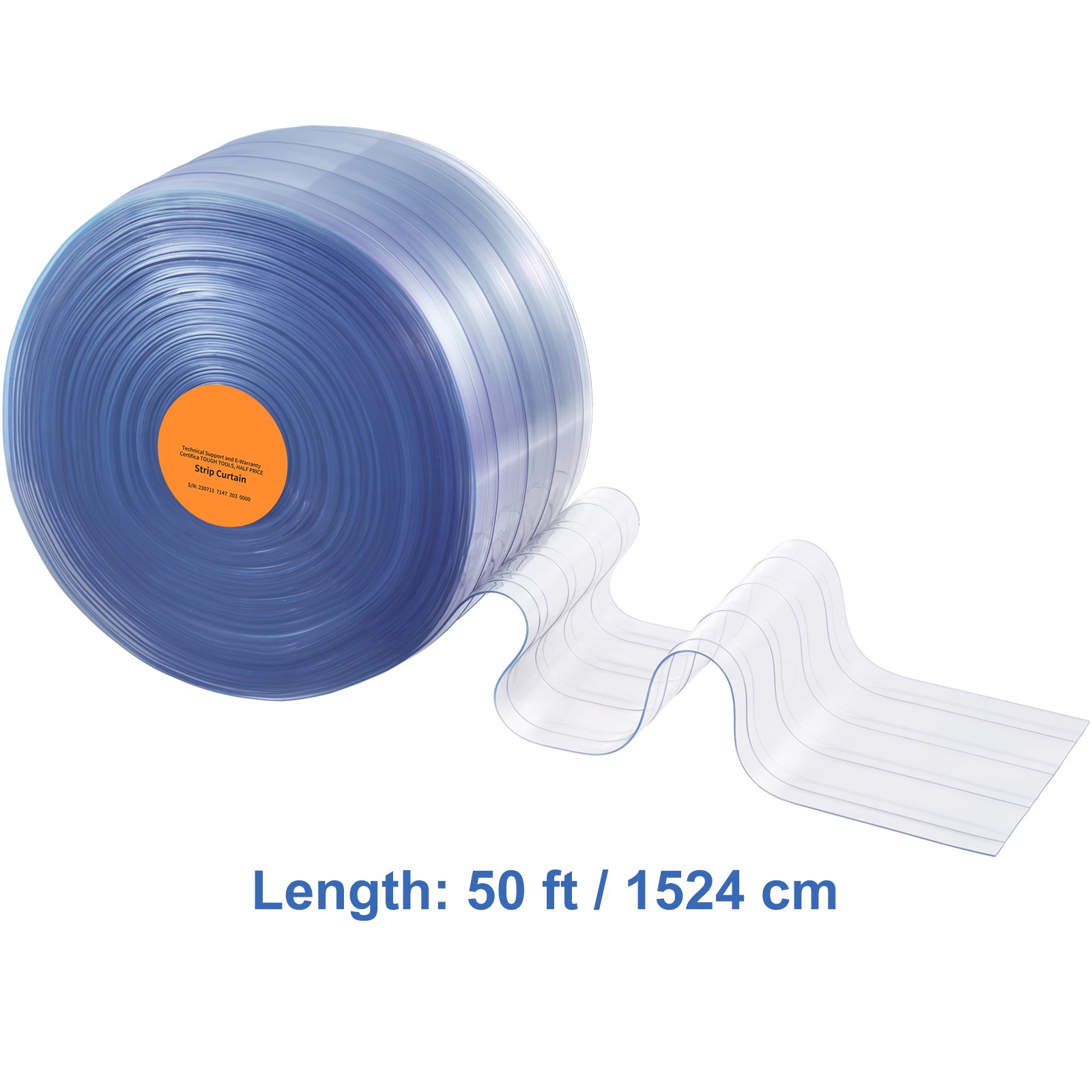 Uimoso PVC Ribbed Strip Curtain Roll, 50 ft x 8 in, Durable Plastic Door Strips